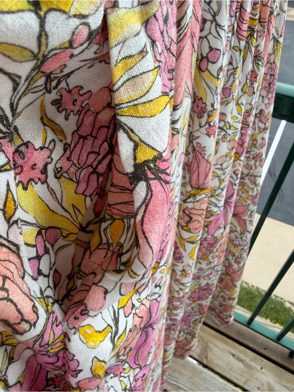 🆕💖 Abbey Glass XL Floral Linen Blend Smocked Maxi Dress Cottagecore Sundress - Picture 9 of 17